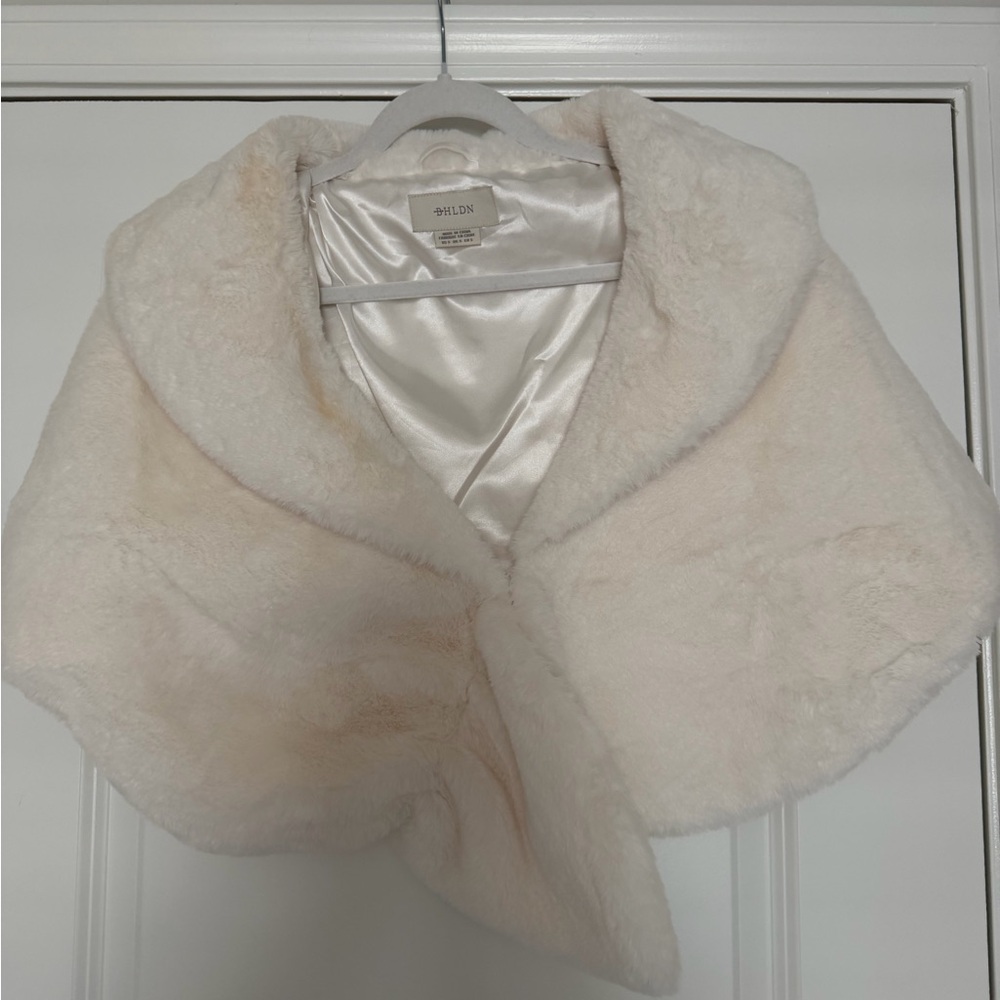 BHLDN Cream Faux Fur Bridal Wrap